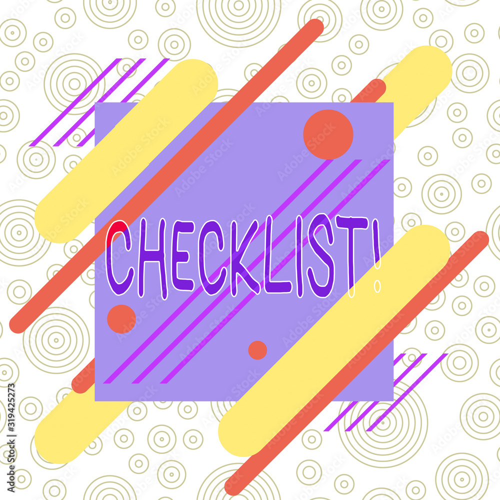 Fototapete conceptual hand writing showing checklist. concept meaning list items required things be done or poi