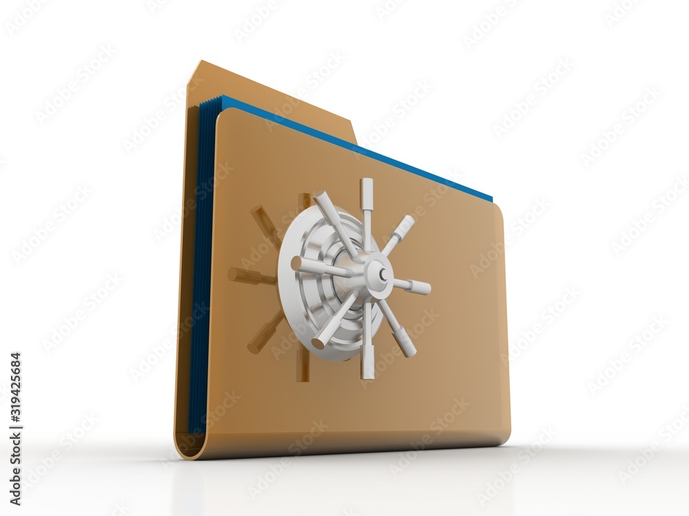 Poster 3d rendering folder with documents