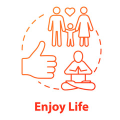 Enjoy life concept icon. Stay in good condition. Happy being. Ability to love and relax. Live full life idea thin line illustration. Vector isolated outline RGB color drawing