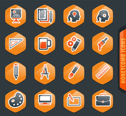 Creative process icons set