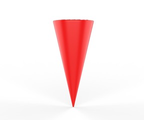 Obraz premium Blank ice cream waffle cone with paper label for branding and mock up, 3d render illustration.