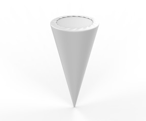 Blank  ice cream waffle cone with paper label for branding and mock up, 3d render illustration.