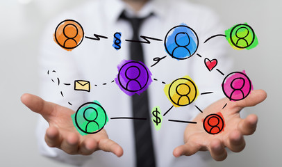 group of people talking in social network.