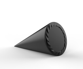 Blank  ice cream waffle cone with paper label for branding and mock up, 3d render illustration.