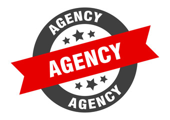 agency sign. agency round ribbon sticker. agency tag