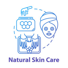 Natural skin care, organic cosmetic products concept icon. Eco cosmetics, face and body care, spa procedures idea thin line illustration. Vector isolated outline RGB color drawing. Editable stroke