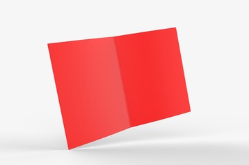 Blank bi fold card template, 3d render illustration.
