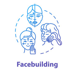 Facebuilding, face massage, cosmetology, beauty and health concept icon. Anti wrinkle procedure idea thin line illustration. Vector isolated outline RGB color drawing. Editable stroke