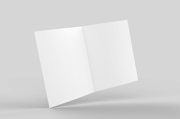 Blank bi fold card template, 3d render illustration.