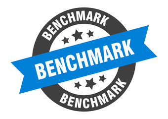 benchmark sign. benchmark round ribbon sticker. benchmark tag