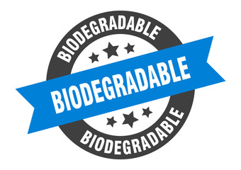 Obraz premium biodegradable sign. biodegradable round ribbon sticker. biodegradable tag
