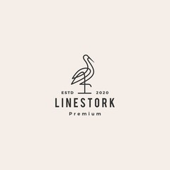 Obraz premium stork logo colorful line art monoline outline vector illustration hipster retro vintage