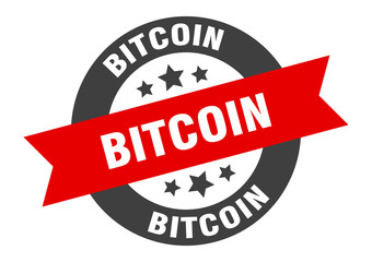 bitcoin sign. bitcoin round ribbon sticker. bitcoin tag