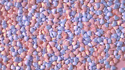 Beautiful background with hearts, Happy Valentine's Day! 3d illustration, 3d rendering.