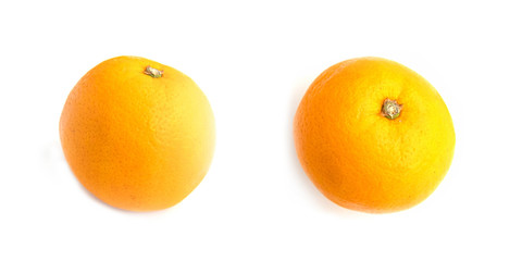 top view of orange isolate on white background