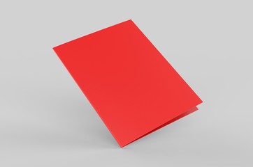 Blank bi fold card template, 3d render illustration.