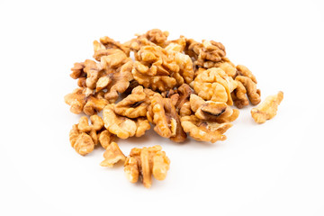 Walnuts on the white background