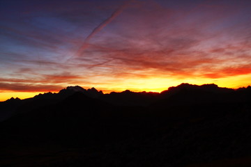 beautiful sunset view on the top of mountain