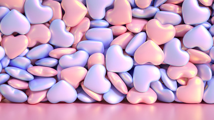 Beautiful background with hearts, Happy Valentine's Day! 3d illustration, 3d rendering.