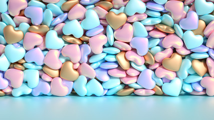 Beautiful background with hearts, Happy Valentine's Day! 3d illustration, 3d rendering.