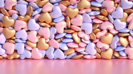 Beautiful background with hearts, Happy Valentine's Day! 3d illustration, 3d rendering.