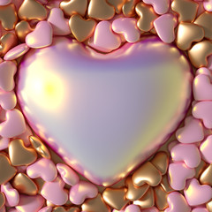 Big heart, beautiful Valentine's day card background! 3d illustration, 3d rendering.
