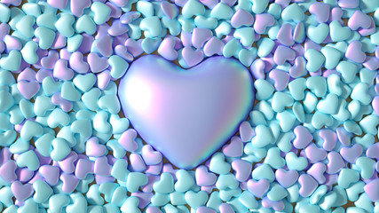 Big heart, beautiful Valentine's day card background! 3d illustration, 3d rendering.