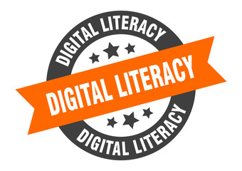 Fototapeta premium digital literacy sign. digital literacy round ribbon sticker. digital literacy tag