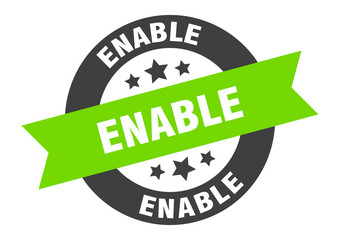 enable sign. enable round ribbon sticker. enable tag