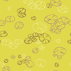 Decorative seamless lily pads. Ornamental line art hand drawing.  © taash