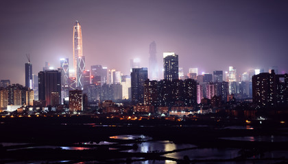 Beautiful nightscape of shenzhen city in China