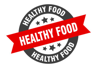 Fototapeta premium healthy food sign. healthy food round ribbon sticker. healthy food tag