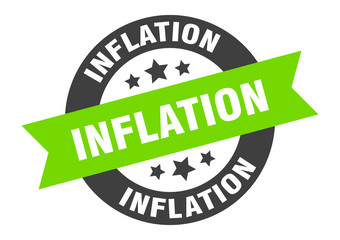 inflation sign. inflation round ribbon sticker. inflation tag