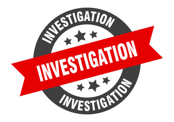 investigation sign. investigation round ribbon sticker. investigation tag