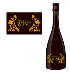 Vector label for a bottle of wine with abstract composition with text and grapes. - 319433097