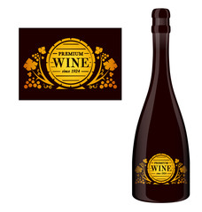Vector label for a bottle of wine with abstract composition with text and grapes. - 319433099