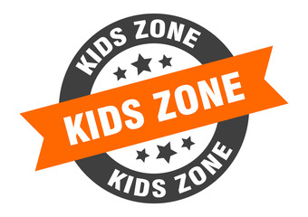 kids zone sign. kids zone round ribbon sticker. kids zone tag