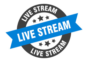 live stream sign. live stream round ribbon sticker. live stream tag