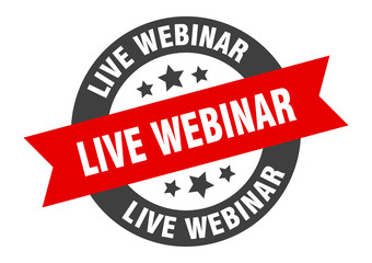 live webinar sign. live webinar round ribbon sticker. live webinar tag