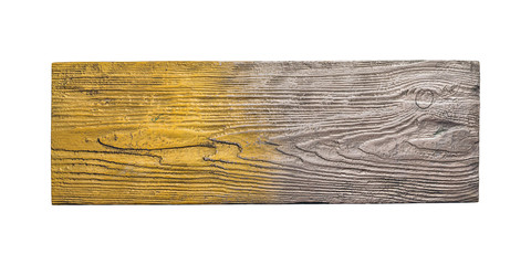 Partially gold plated and silver plated wood plank. Isolated texture background