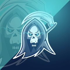 Grim reaper with scythe for esport and mascot logo.