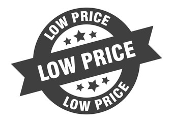 low price sign. low price round ribbon sticker. low price tag