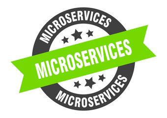 microservices sign. microservices round ribbon sticker. microservices tag