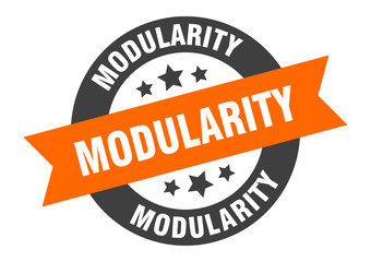 modularity sign. modularity round ribbon sticker. modularity tag
