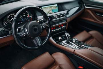 Fototapeta na wymiar Modern car dashboard and interior