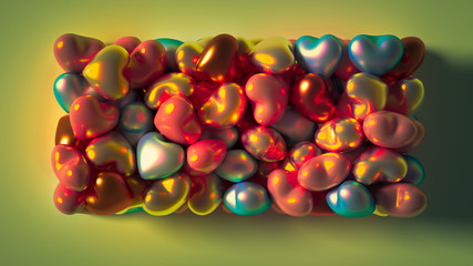 Beautiful background with hearts, Happy Valentine's Day! 3d illustration, 3d rendering.