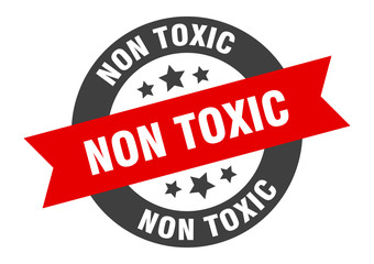 non toxic sign. non toxic round ribbon sticker. non toxic tag