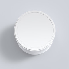 Top View of Jar for Cosmetic Cream or Gel. 3D Render on Light Grey Background.