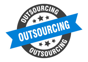 outsourcing sign. outsourcing round ribbon sticker. outsourcing tag