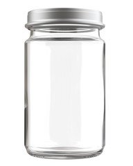 Empty 6 oz Glass Jar for Baby Puree or other Food, Realistic 3D Render Isolated on White.